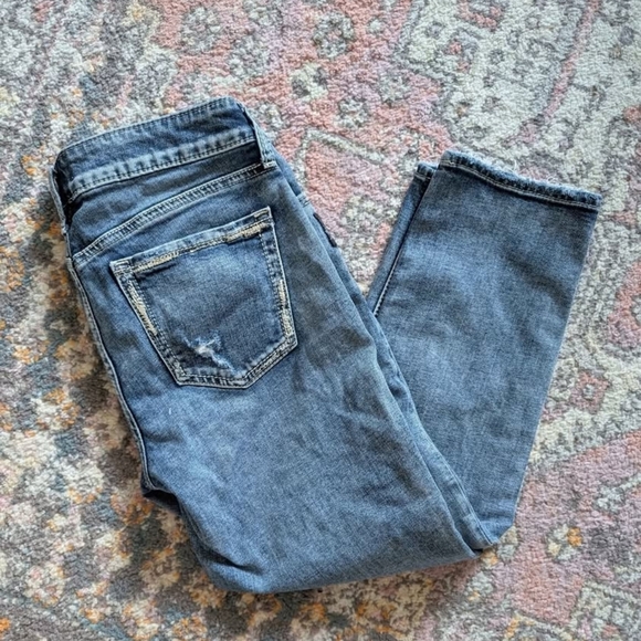 Silver Jeans Blue Cropped Ankle Denim Elyse Medium Wash Crop Size 27 Stretchy - Picture 4 of 9